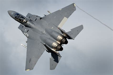 An F 15e Strike Eagle Assigned To The 492nd Fighter Squadron Flies Over