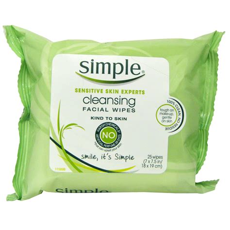 Simple Skincare Cleansing Facial Wipes 25 Wipes 7 X 75 In 18 X 19