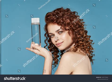 Pretty Woman Curly Hair Nude Shoulders Stock Photo 1429175381