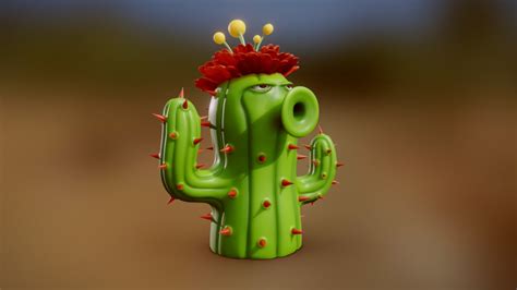 cactus plants vs zombies 3d model by lillya [1a12c20] sketchfab