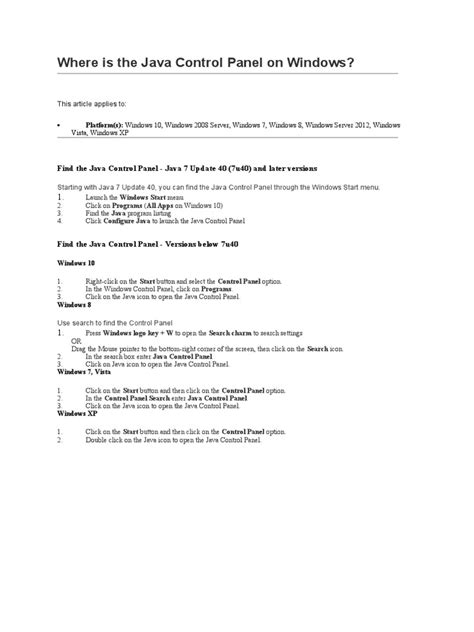 Java Control Panel On Windows Pdf