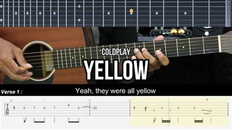 Yellow Coldplay Easy Guitar Lessons Tab Guitar Tutorial Youtube