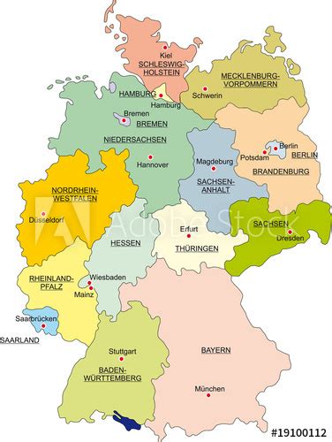 In deutschland gibt es 16 bundesländer, die nach und nach in der geschichte des staates entstanden. "Bundesrepublik Deutschland, Bundesländer farbig ...