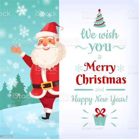 Merry Christmas Card Santa Claus Greeting Cards Template Winter