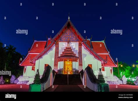 Wat Phumin Temple Landmark Of Nan Thailand In Twilight Time Stock