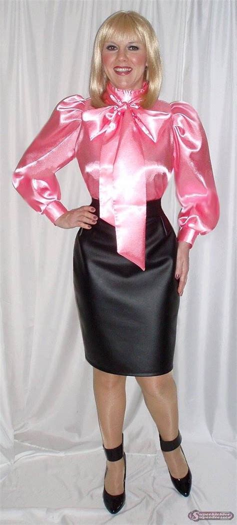 Pin By C Mee On Beautiful Sexy Satin Lovely Dresses Elegant Blouses Satin Bow Blouse