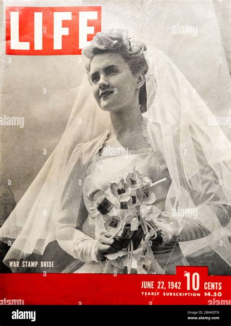 Life Magazine Vintage 1942 Edition With A War Stamp Bride On The Cover