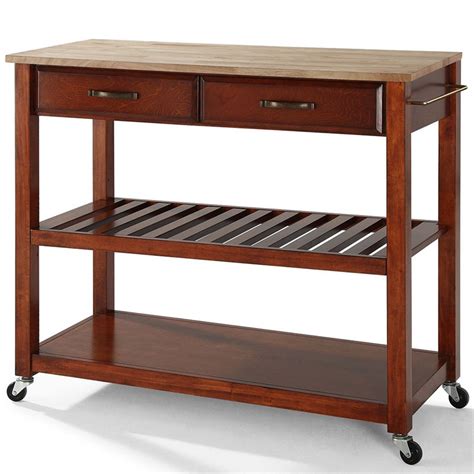 Your current small kitchen space may be built to consist of these. Crosley 2 Drawer Natural Wood Top Kitchen Cart in Cherry ...