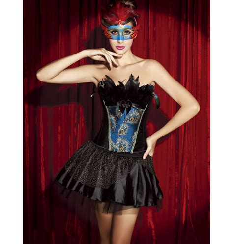 Peacock Bustier With Feathers Set And Skirt N1280
