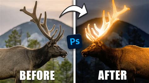 Glow Effect Photoshop Tutorial Deer Antlers Glowing Effect Youtube