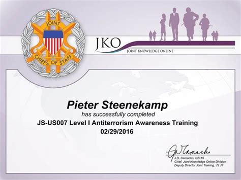 Jko Certificate Ppt