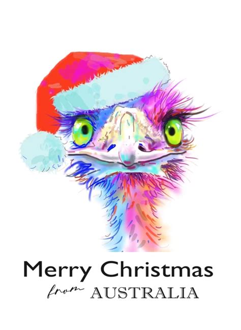 Emu Santa Merry Christmas From Australia By Jos Coufreur Cardly