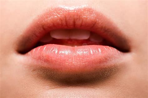 Woman With Shiny Lip Gloss On Lips Stock Photo Image Of Partial