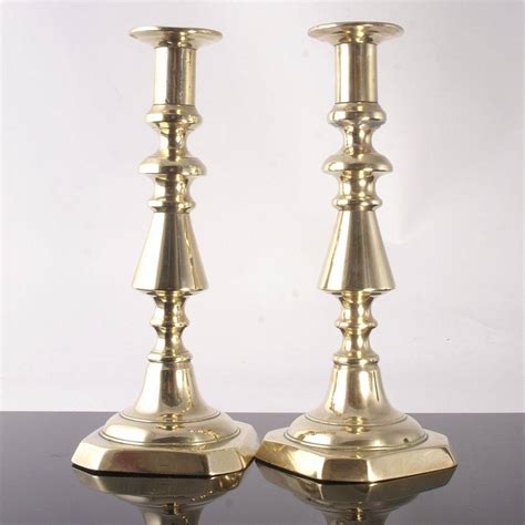 Fine Pair Of Antique Brass Candlesticks Ebay