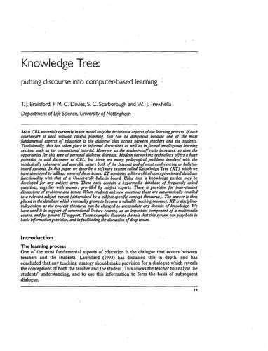 Knowledge Tree Putting Discourse Into Learning Teaching Resources