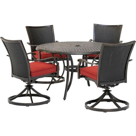 Hanover Traditions 5 Piece Bronze Frame Patio Set With Red Hanover