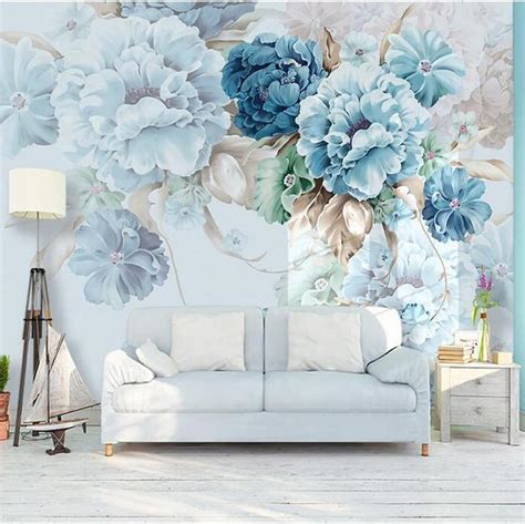 Custom Floral Wallpaper Mural Peony Flower Wallcovering Bvm Home