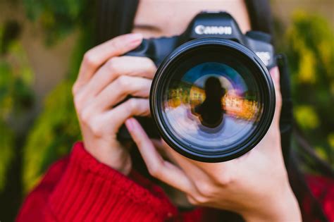 Stock Photo Female Photographer Female Photographer Using Mobile