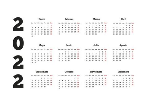 2022 Year Simple Calendar In Spanish Pre Designed Photoshop Graphics