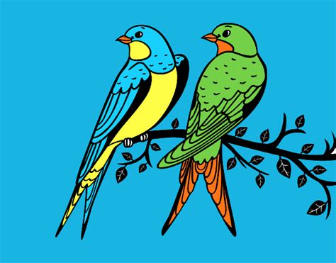 Dibujo De Pareja De Pájaros Pintado Por Nadiaduque En El