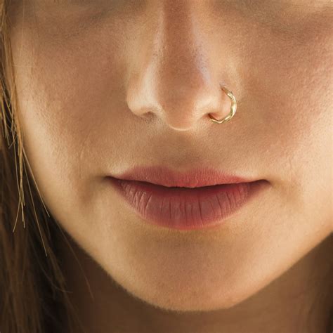 Gold 14k Nose Ring Unique Nose Ring Nose Piercing Gold Bohemian Nose