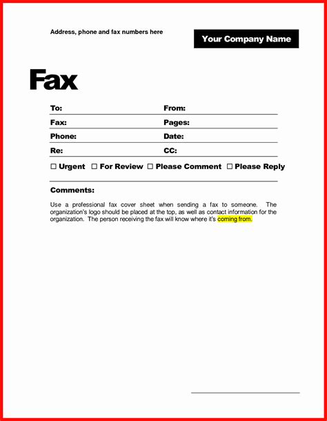 Printable Fillable Fax Cover Sheet Template