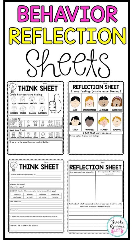 Behavior Reflection Sheets Classroom Behavior Behavior Reflection