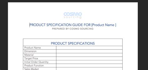 How To Make A Product Specification Sheet For Your Fba Product Step