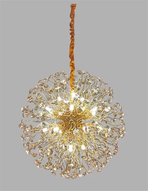 Lustre Pendente Flor Do Sol Dourado Cristal 50cm 9g9 Ds9751 Delis Paris Luz Loja Online De