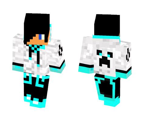 Download Blue Cool Boy With Creeper Shirt Minecraft Skin For Free