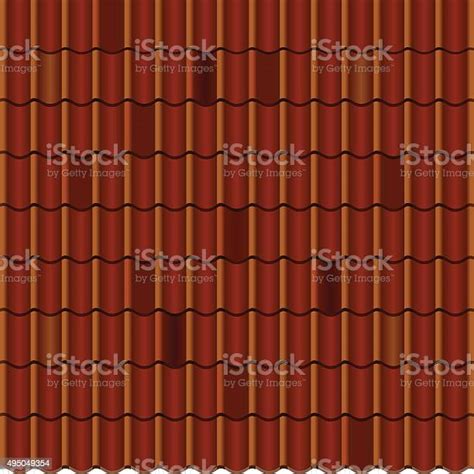Red Corrugated Tile Element Of Roof Seamless Pattern Vector