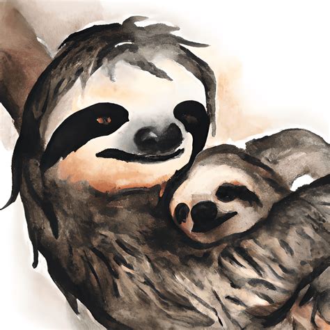 Mama And Baby Sloth Graphic · Creative Fabrica