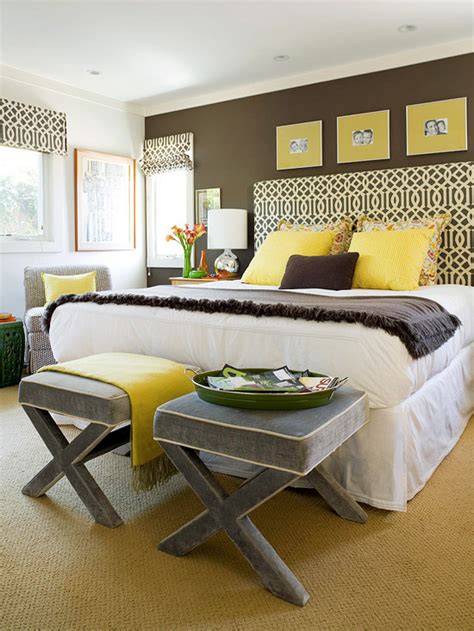 #grey#yellow#black#white interior color combination design ideas. Yellow and Gray Bedroom - Contemporary - bedroom - BHG