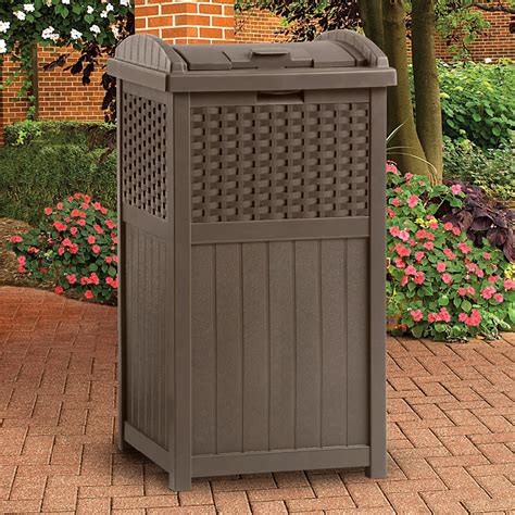 Your art printed onto the sides of the custom trash bins. Suncast Resin Trash Receptacle - Mocha Brown - Outdoor Trash Cans at Hayneedle