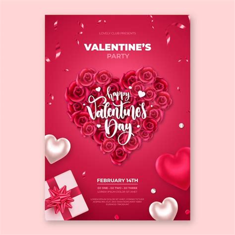 Free Vector Realistic Valentines Day Vertical Poster Template
