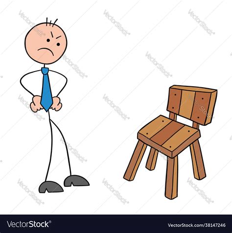 Stickman Businessman Character Gets Angry When He Vector Image