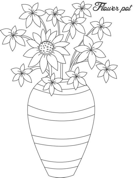 I love seeing all of the colorful flowers blooming in our yard and neighborhood; Hand Made Flower Vase Coloring Page : Coloring Sky