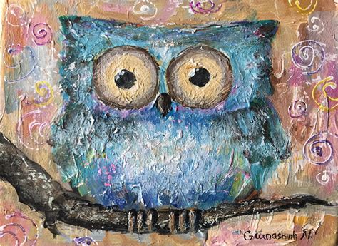 Owl Painting Acrylic Original On Canvas Painting Of Pet Etsy In 2021