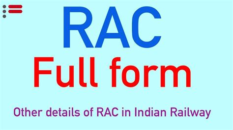 Rac Full Form Rac Ka Full Form In Hindi What Does Rac Means In