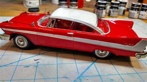1958 Plymouth Christine Car Red Plastic Model Car Kit 125