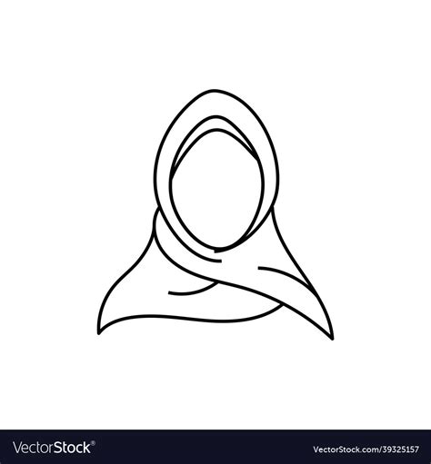 Hijab Outline Icon Design Template Isolated Vector Image