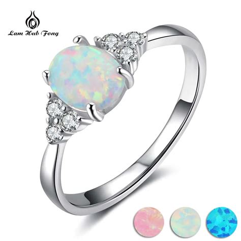 100 925 Sterling Silver Oval White Opal Rings Cz For Women Anniversary