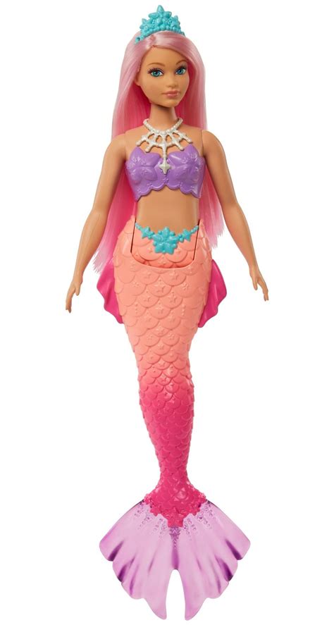 Buy Barbie Dreamtopia Mermaid Doll Curvy, Pink Hair with Pink Ombre Mermaid Tail and Tiara, Toy