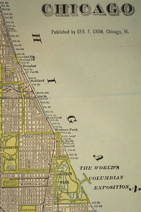 Chicago Map Chicago Street Map Early 1900s 1907 Original