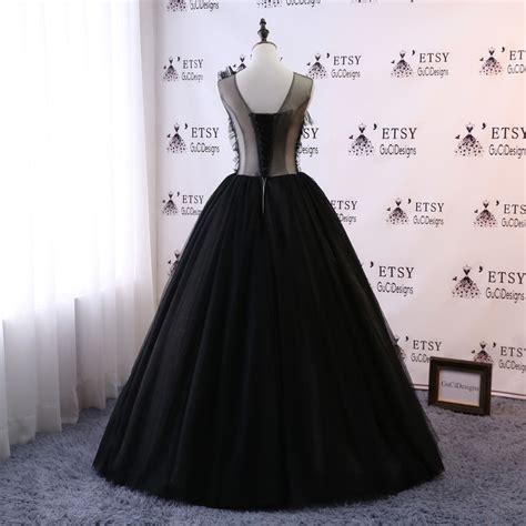 Black Ball Gown Tulle Women Formal Evening Prom Dress Long Etsy