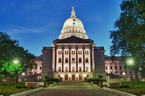 Wisconsin State Capitol Building At Night Photograph By
