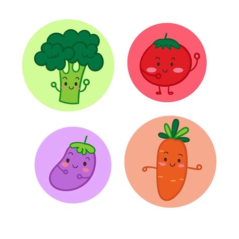 Verduras De Dibujos Animados Verduras Conjunto Ilustración De Dibujos