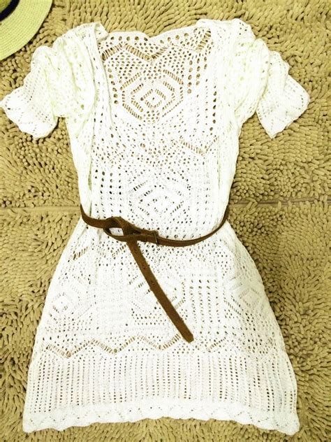 Crochet White Mini Dress Romoti