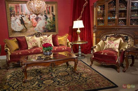 Antique and vintage rentals in california, wedding and event rentals. Monique Victorian Ruby Red and Gold Fabric 3pc Sofa Set in ...