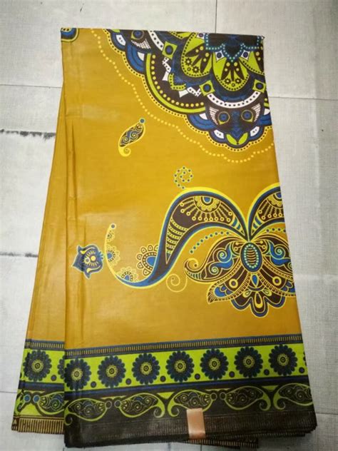 Yellow African Dashiki Wax Fabricpremier Vintage Ethnic Textiles